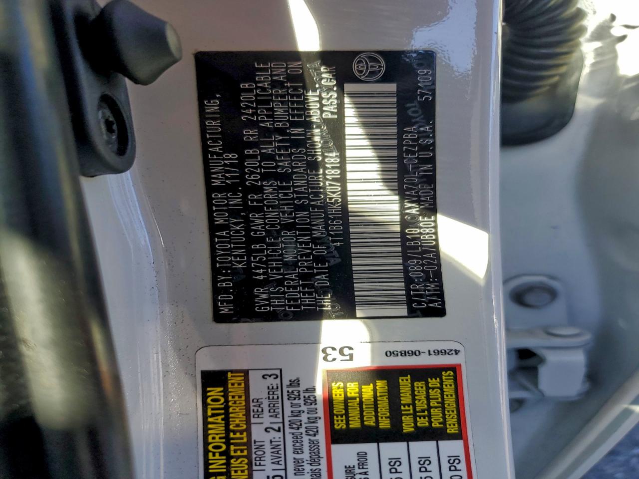 2019 Toyota Camry Xse VIN: 4T1B61HK5KU718184 Lot: 94945135