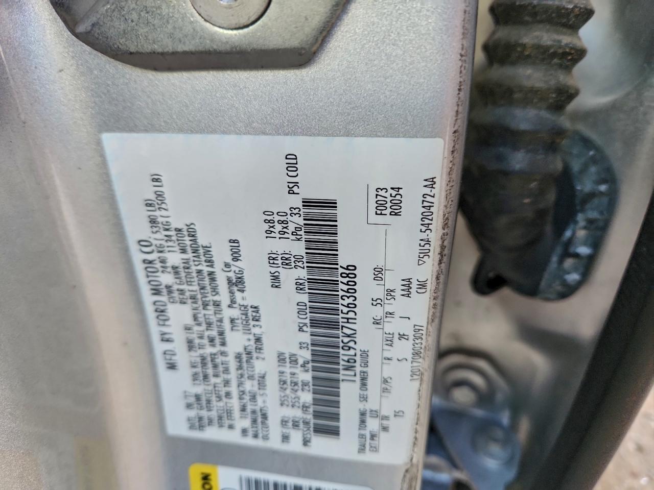 2017 Lincoln Continental Select VIN: 1LN6L9SK7H5636686 Lot: 94410465