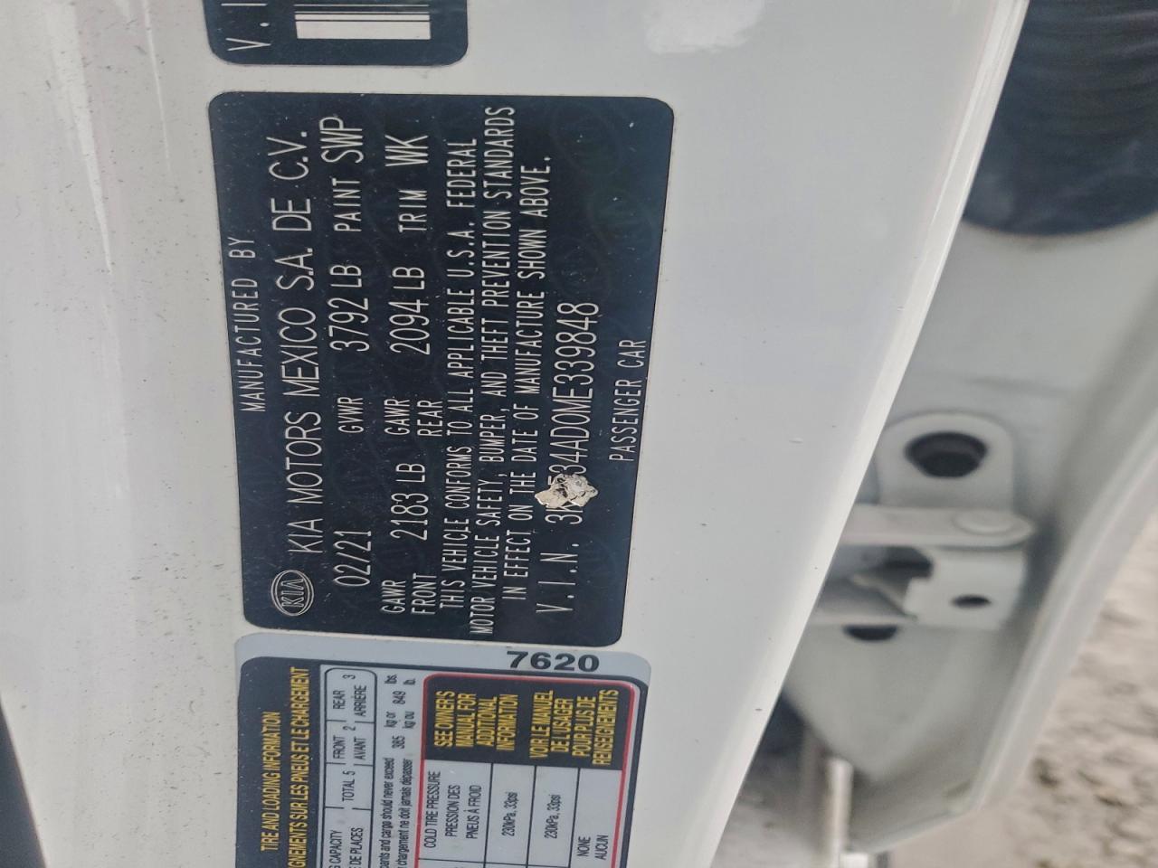 2021 Kia Forte Gt Line VIN: 3KPF34AD0ME339848 Lot: 95094985