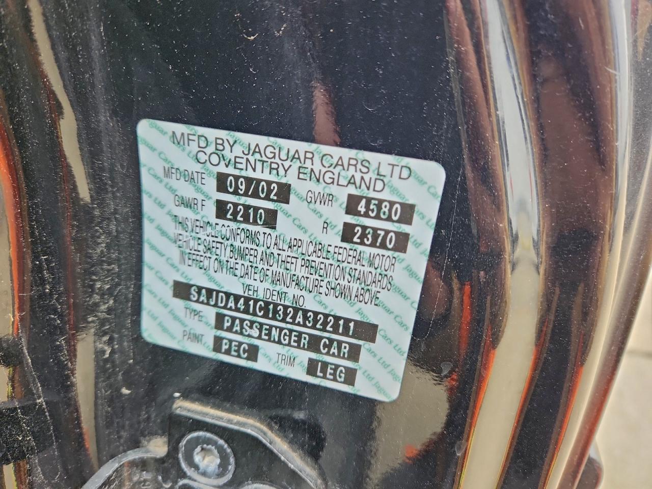 2003 Jaguar Xk8 VIN: SAJDA41C132A32211 Lot: 95176365