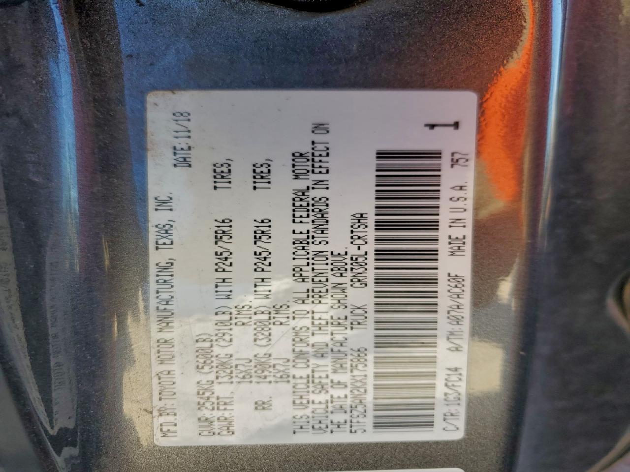 2019 Toyota Tacoma Access Cab VIN: 5TFSZ5AN2KX175866 Lot: 94940645