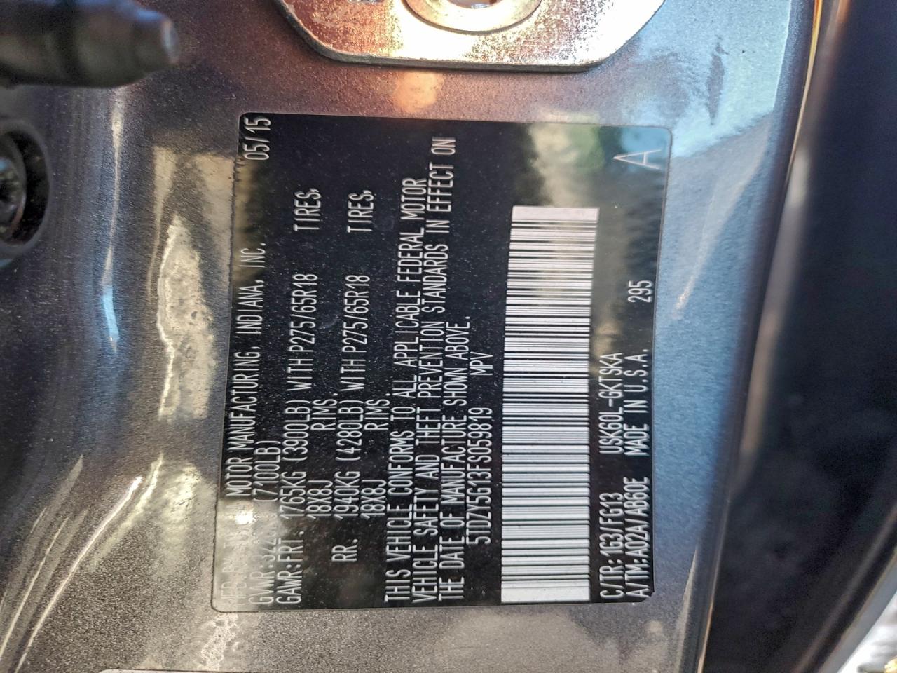 2015 Toyota Sequoia Sr5 VIN: 5TDZY5G13FS059819 Lot: 96189115