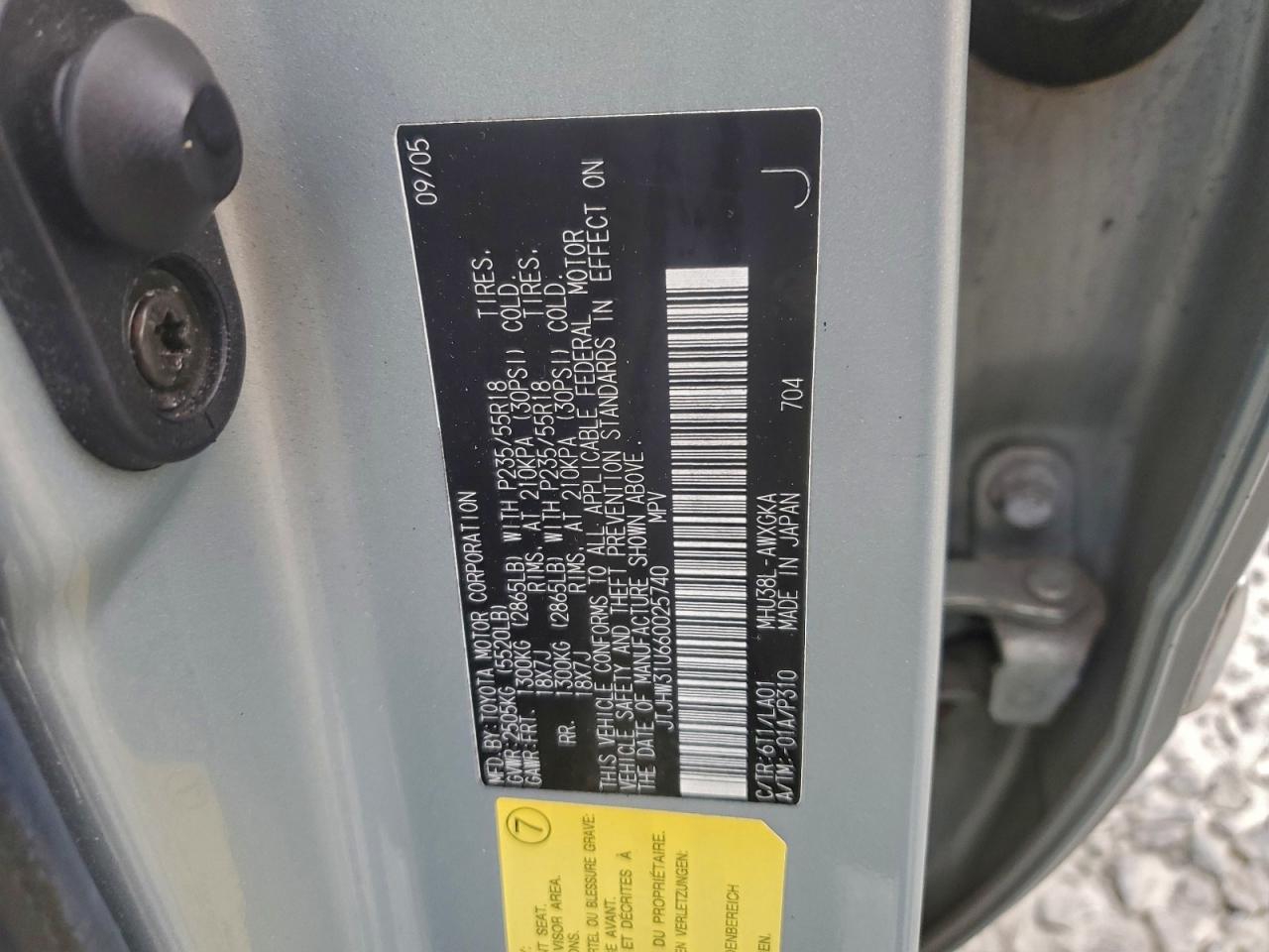 2006 Lexus Rx 400 VIN: JTJHW31U660025740 Lot: 94722875