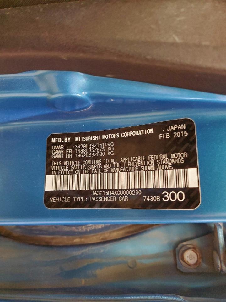 2016 Mitsubishi I Miev Es VIN: JA3215H4XGU000230 Lot: 97105165