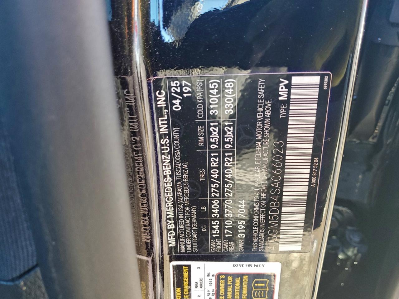 2025 Mercedes-Benz Eqe Suv Amg 4Matic VIN: 4JGGM5DB4SA066023 Lot: 94558605