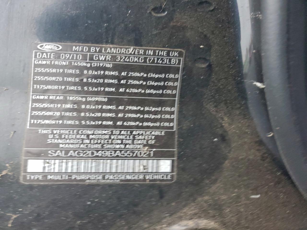 2011 Land Rover Lr4 Hse VIN: SALAG2D49BA557021 Lot: 95109305