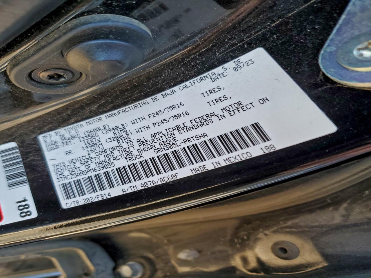 2023 Toyota Tacoma Double Cab VIN: 3TMCZ5AN5PM639055 Lot: 95660405