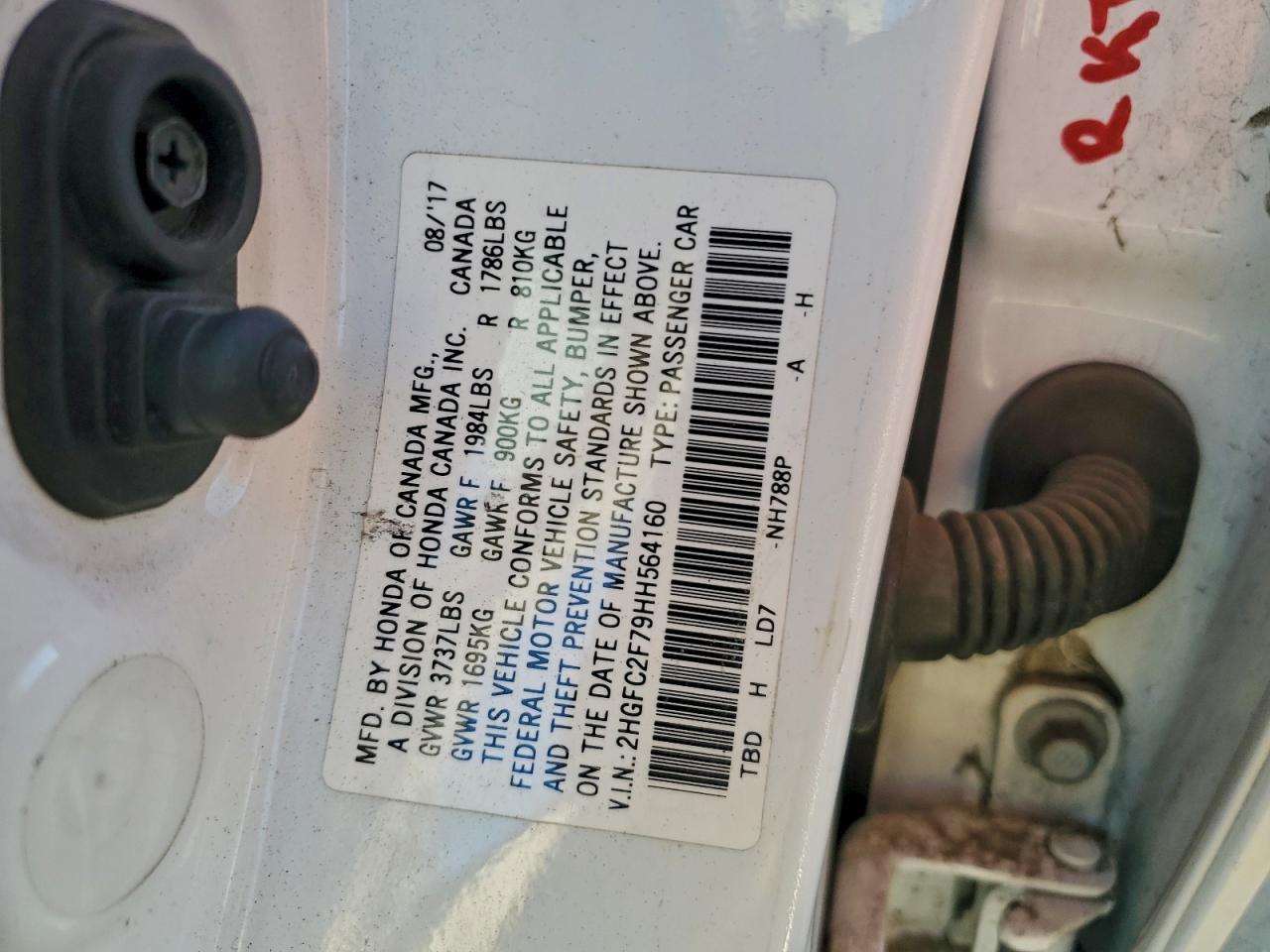 2017 Honda Civic Ex VIN: 2HGFC2F79HH564160 Lot: 94328245