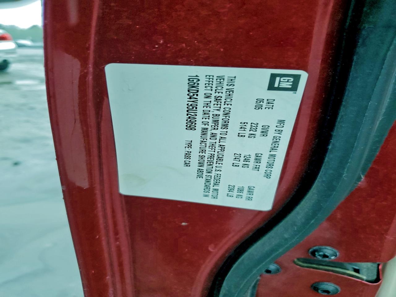 2005 Cadillac Deville VIN: 1G6KD54Y95U249698 Lot: 95474235