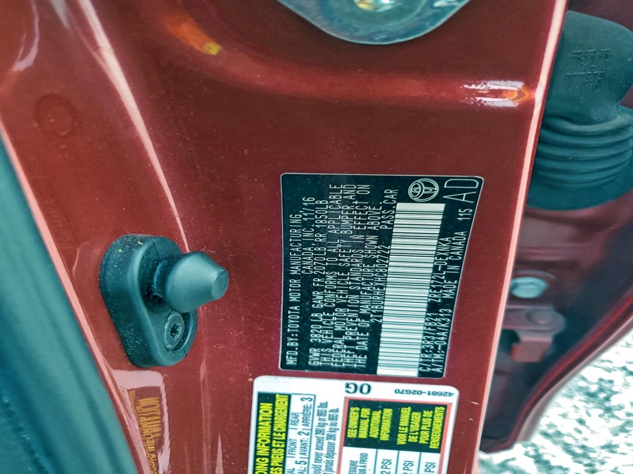 2017 Toyota Corolla L VIN: 2T1BURHEXHC802722 Lot: 96119005