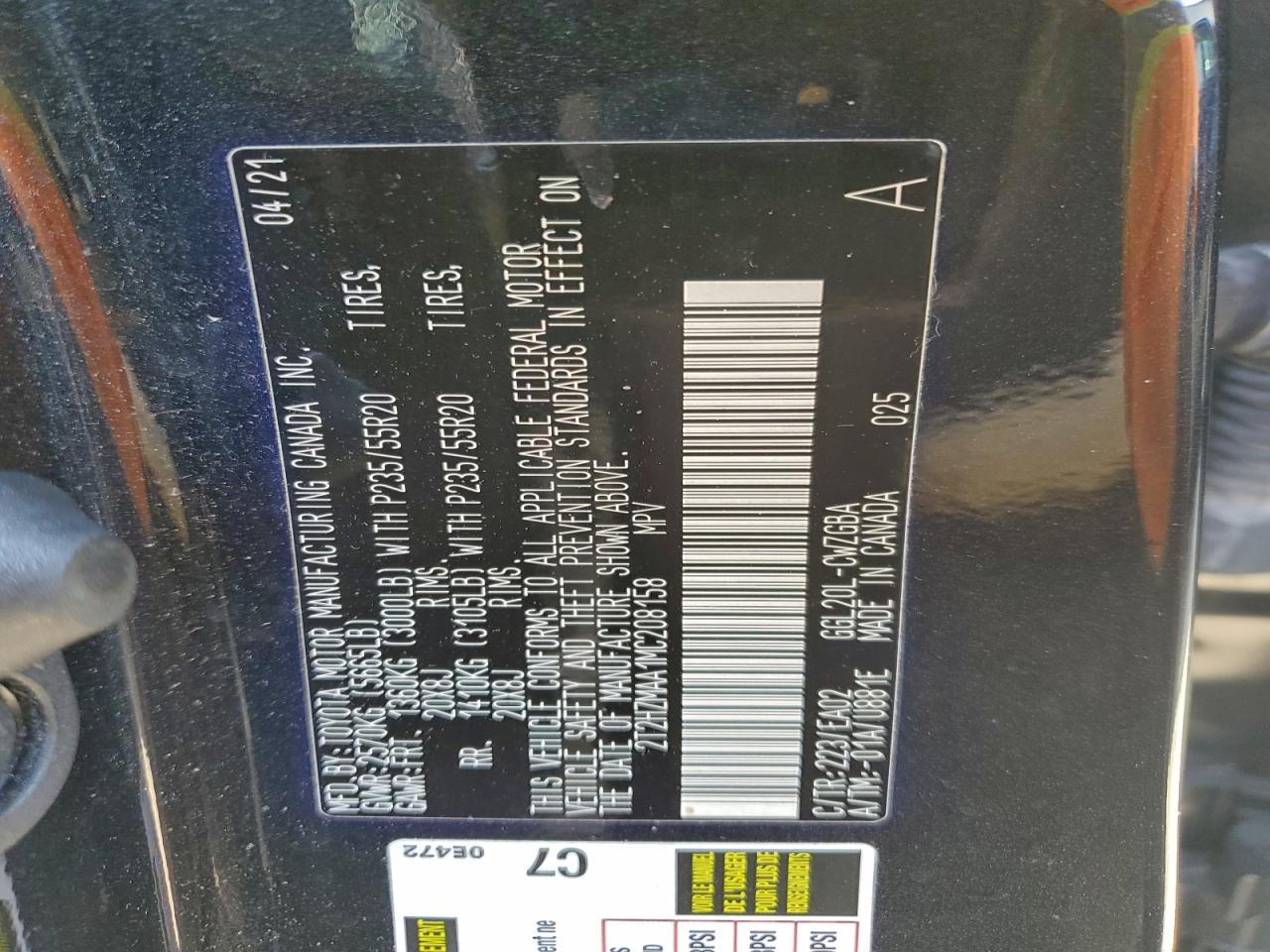 2021 Lexus Rx 350 VIN: 2T2HZMAA1MC208158 Lot: 95864805