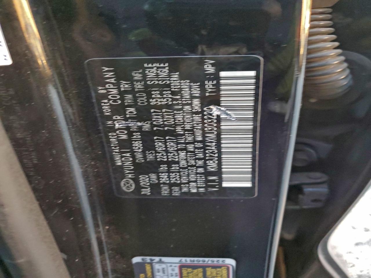 2021 Hyundai Tucson Se VIN: KM8J23A4XMU303220 Lot: 96562385