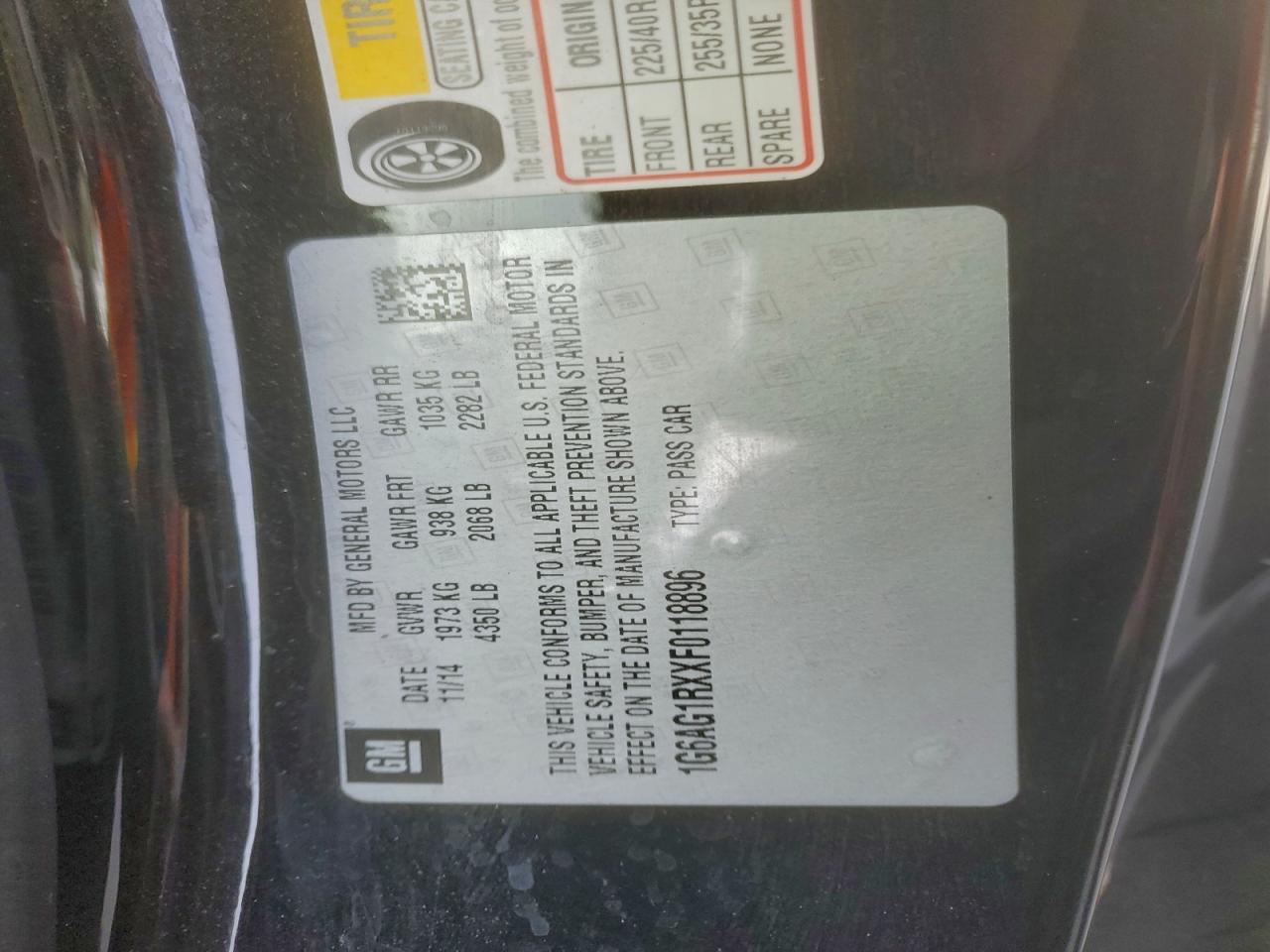 2015 Cadillac Ats VIN: 1G6AG1RXXF0118896 Lot: 96405155