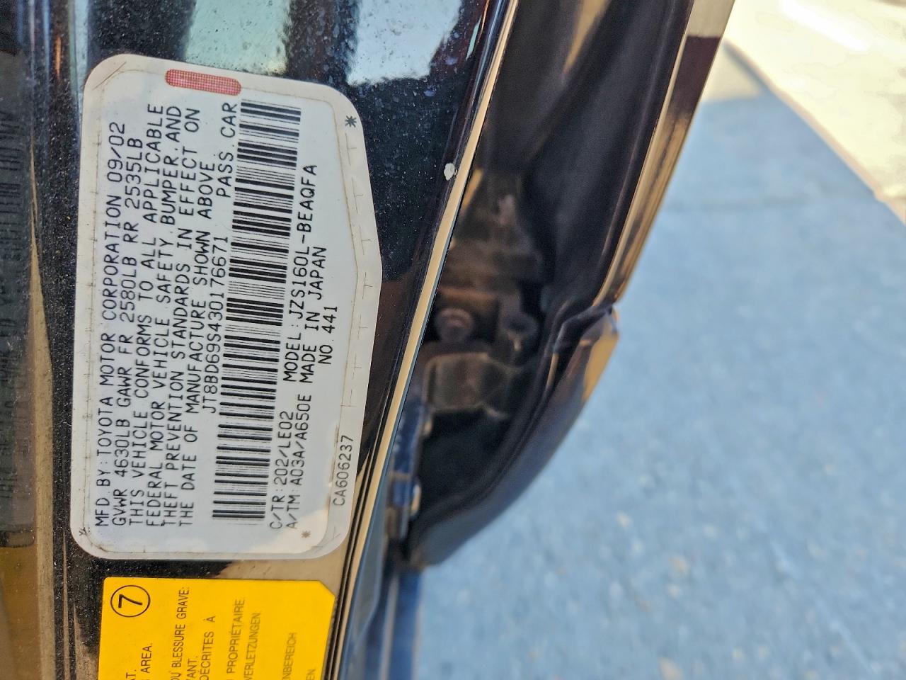 2003 Lexus Gs 300 VIN: JT8BD69S430176671 Lot: 95338485