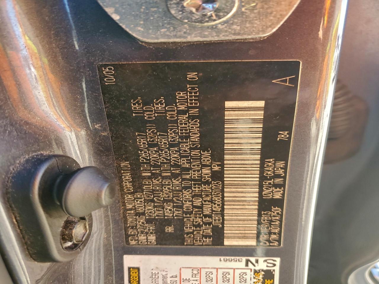 2006 Toyota 4Runner Sr5 VIN: JTEBT14R568031023 Lot: 96321875