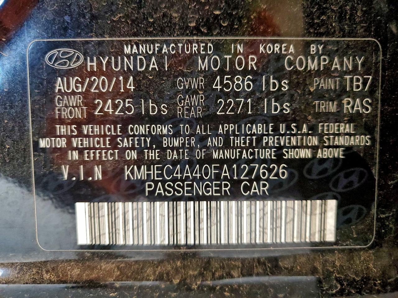 2015 Hyundai Sonata Hybrid VIN: KMHEC4A40FA127626 Lot: 95481335
