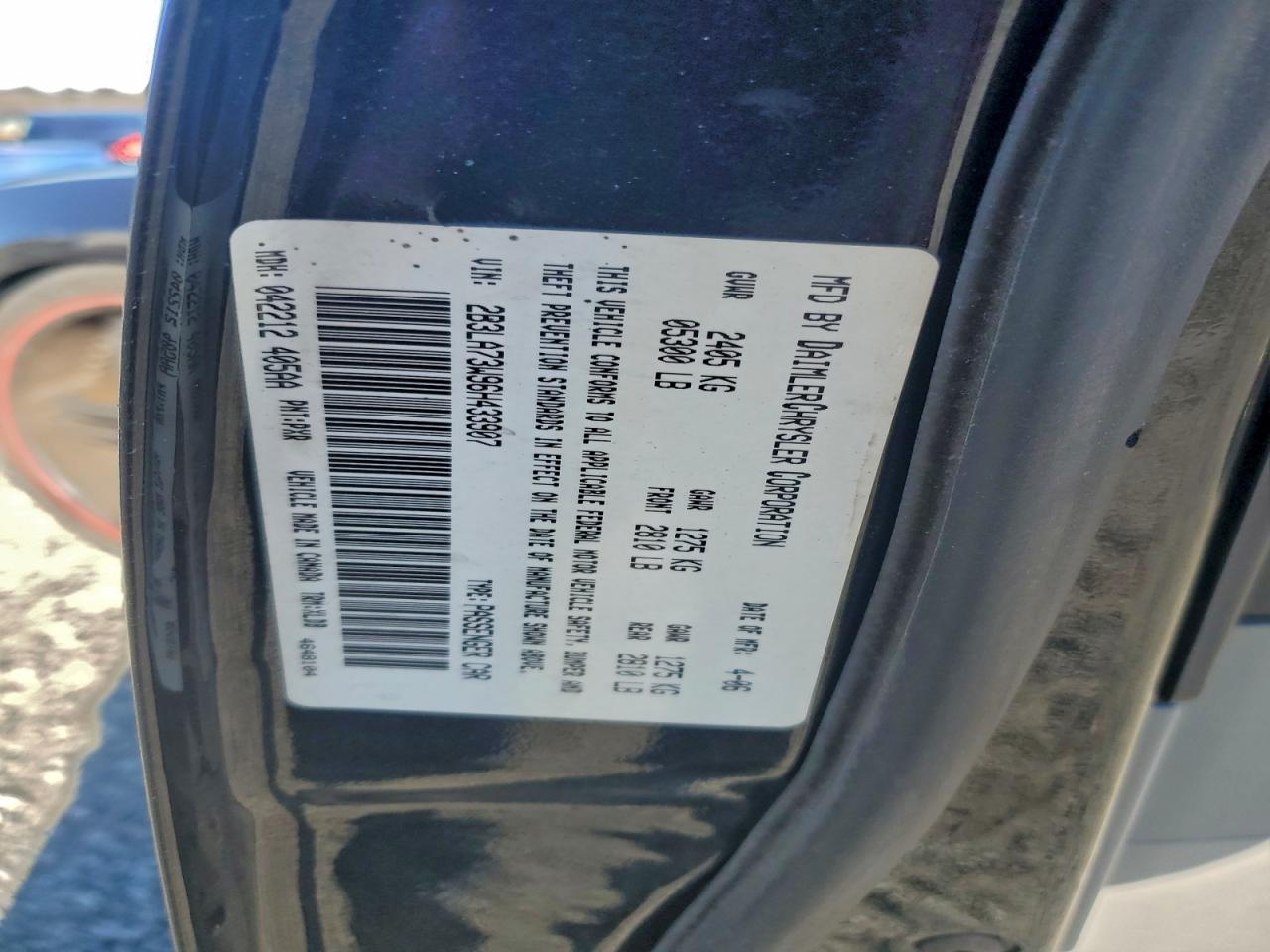 2006 Dodge Charger Srt-8 VIN: 2B3LA73W96H433907 Lot: 96549715