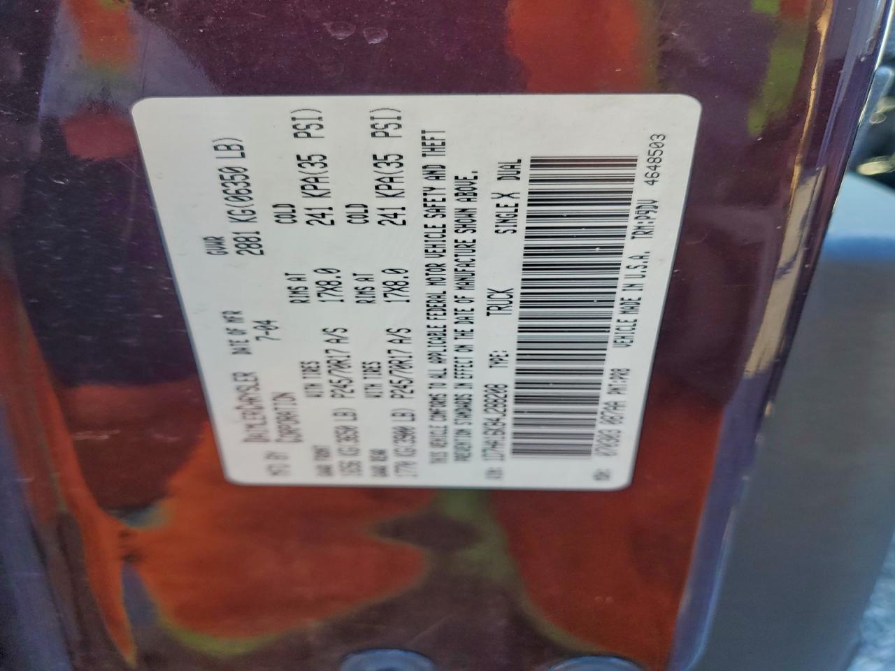 2004 Dodge Ram 1500 St VIN: 1D7HA16K84J288208 Lot: 94393465