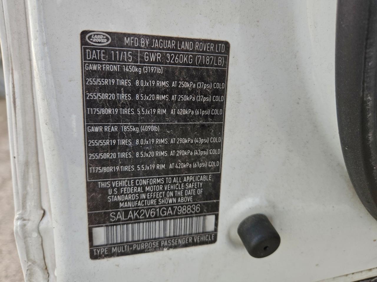 2016 Land Rover Lr4 Hse Luxury VIN: SALAK2V61GA798836 Lot: 94708755