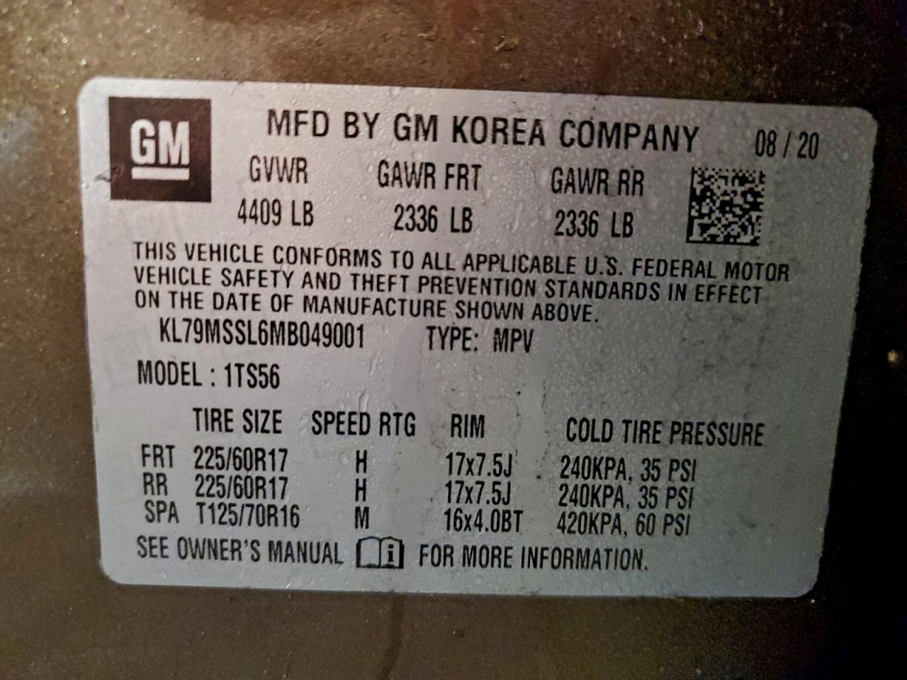 2021 Chevrolet Trailblazer Activ VIN: KL79MSSL6MB049001 Lot: 94955005