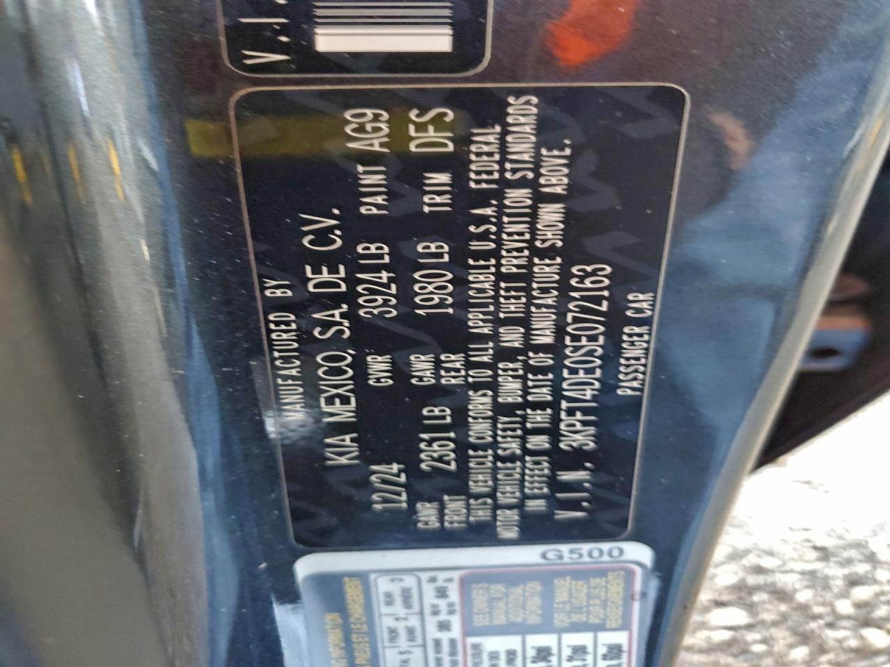 2025 Kia K4 Lx VIN: 3KPFT4DE0SE072163 Lot: 95669315