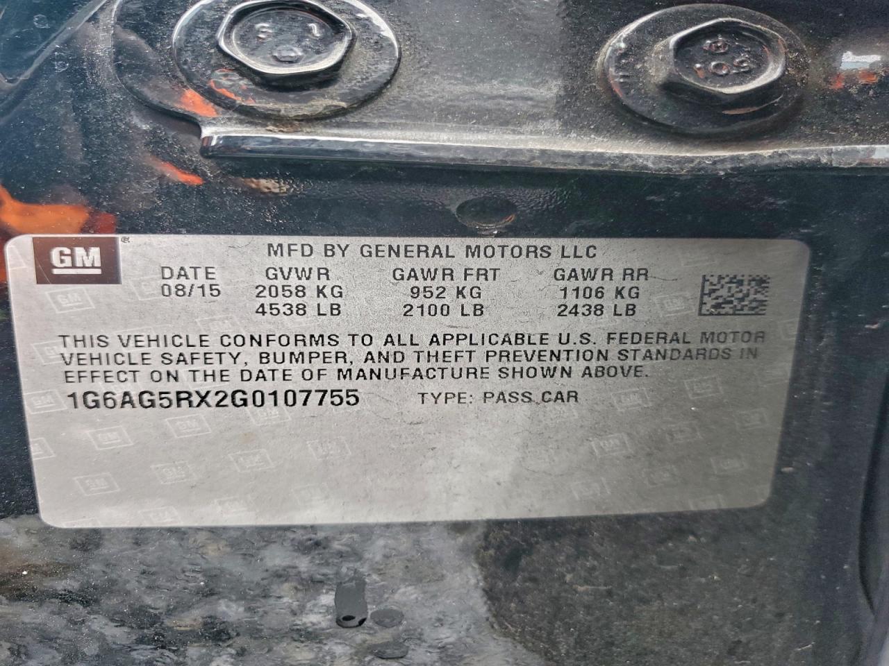 2016 Cadillac Ats VIN: 2G6AG5RX2G0107755 Lot: 95701605