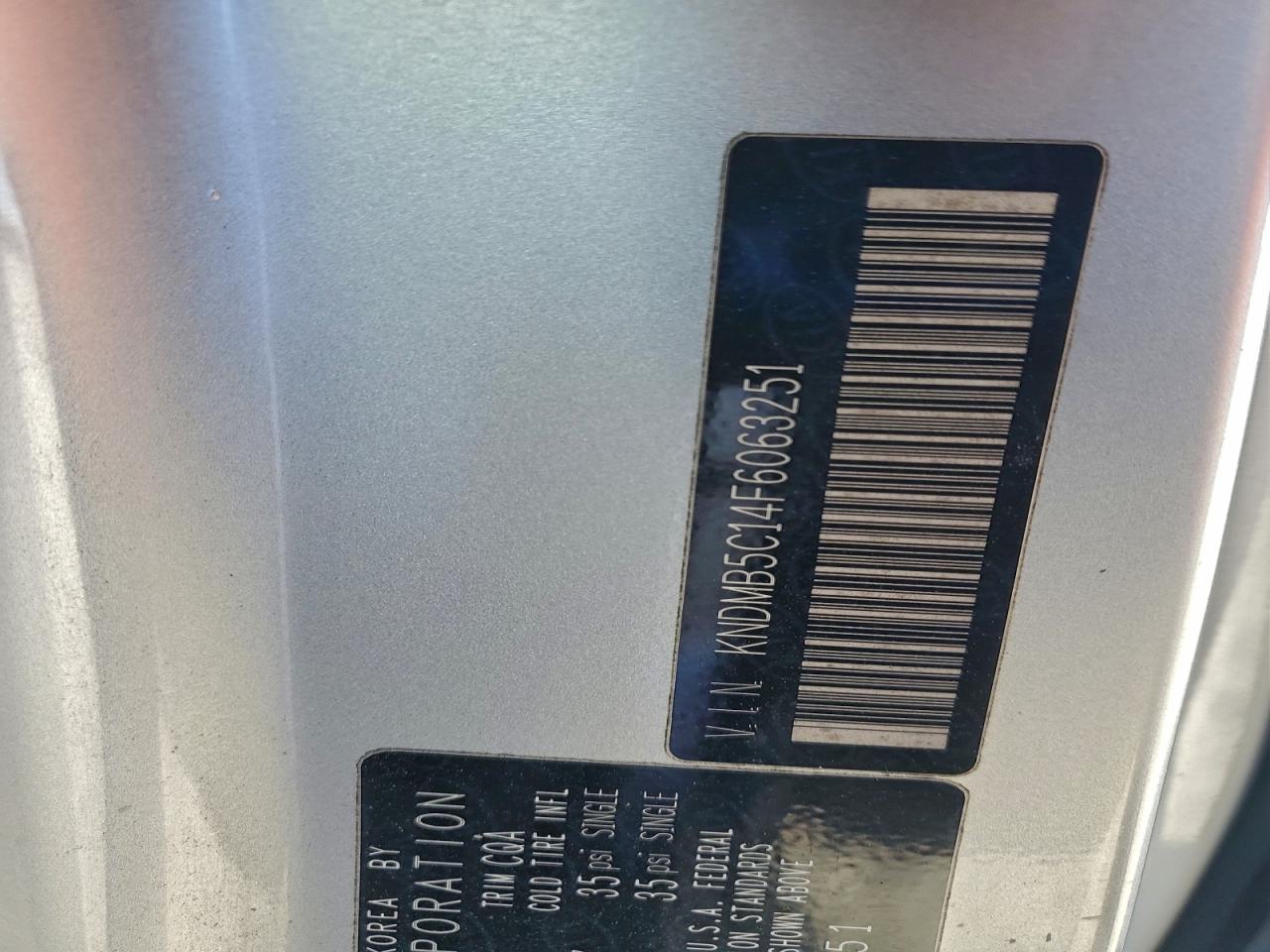 2015 Kia Sedona Lx VIN: KNDMB5C14F6063251 Lot: 96601555