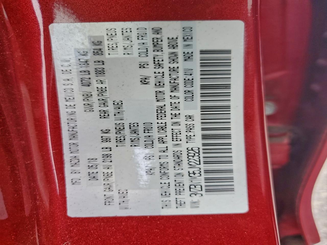 2018 Mazda 3 Grand Touring VIN: 3MZBN1M35JM223926 Lot: 93357275