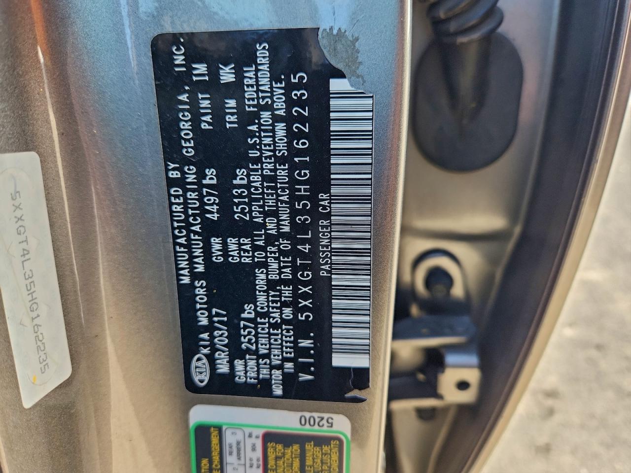 2017 Kia Optima Lx VIN: 5XXGT4L35HG162235 Lot: 97523785