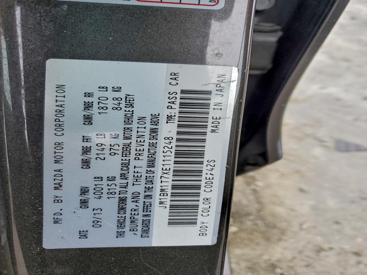 2014 Mazda 3 Sv VIN: JM1BM1T7XE1115248 Lot: 96303395