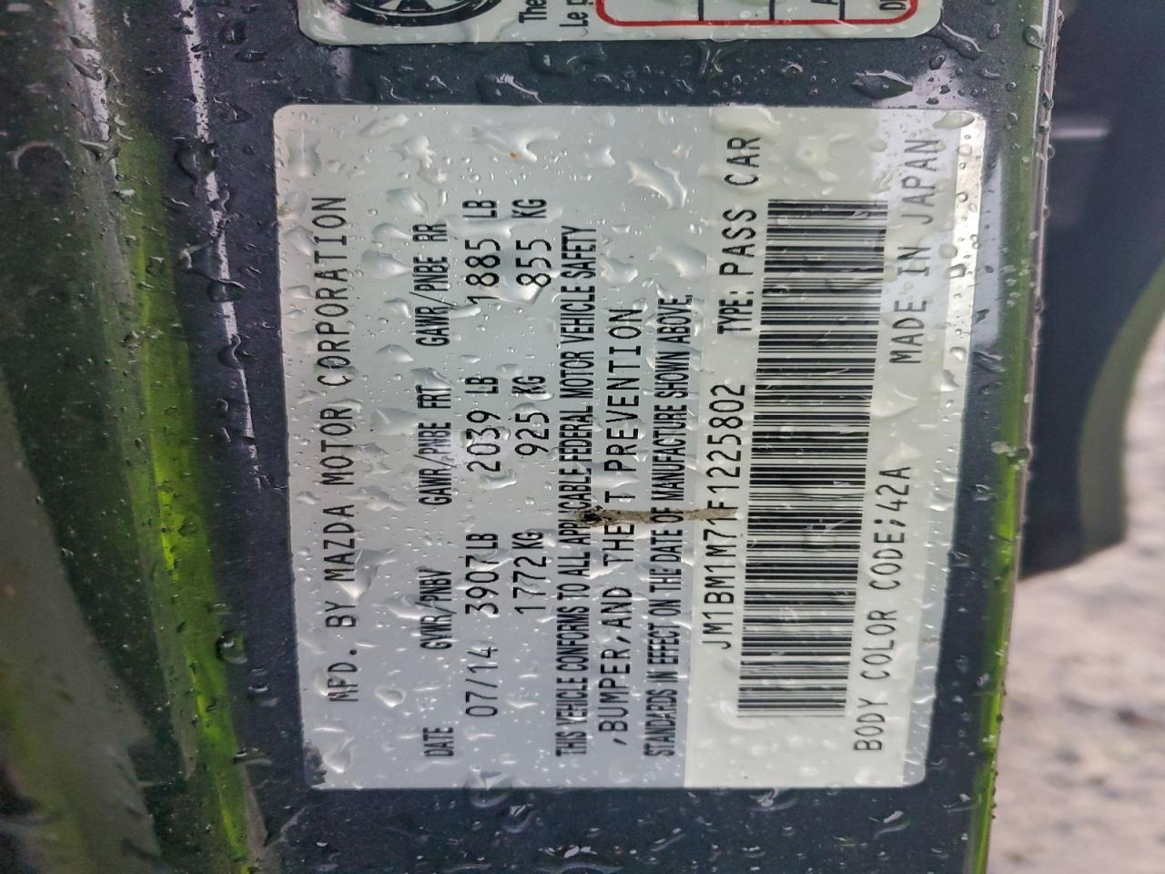 2015 Mazda 3 Grand Touring VIN: JM1BM1M71F1225802 Lot: 95532055