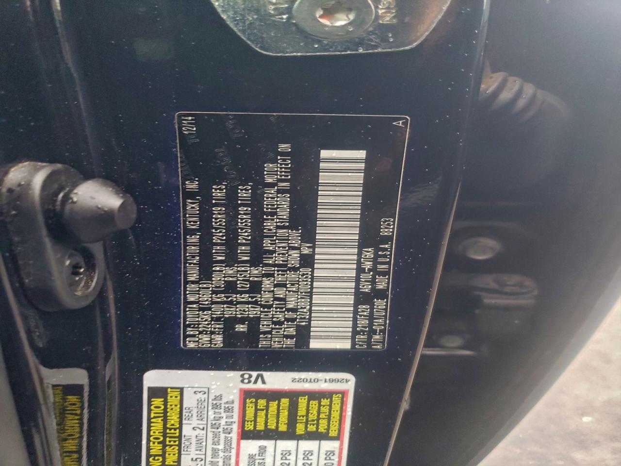 2015 Toyota Venza Le VIN: 4T3ZA3BB7FU093530 Lot: 95783495