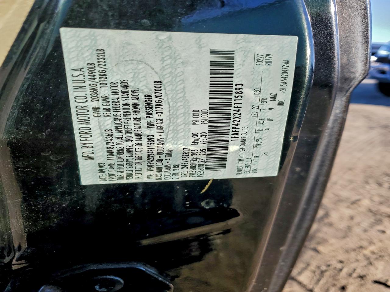 2004 Ford Mustang Gt VIN: 1FAFP42X24F115893 Lot: 95144625