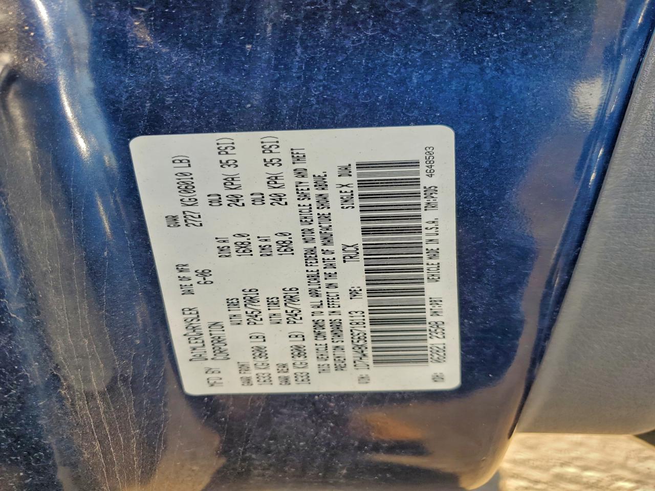 2006 Dodge Dakota Quad Slt VIN: 1D7HW48K56S718113 Lot: 94831465