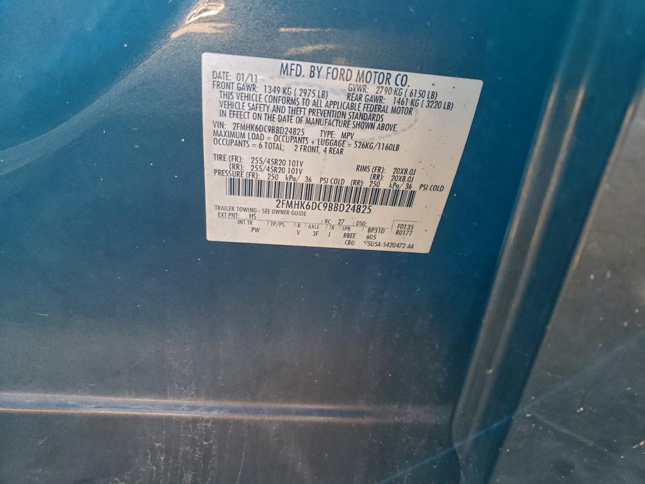 2010 Ford Flex Limited VIN: 2FMHK6DC9BBD24825 Lot: 95300895