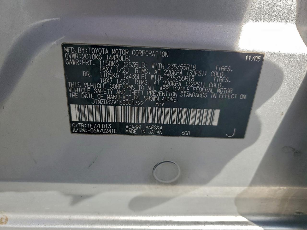 2006 Toyota Rav4 Sport VIN: JTMZD32V165001322 Lot: 95349165