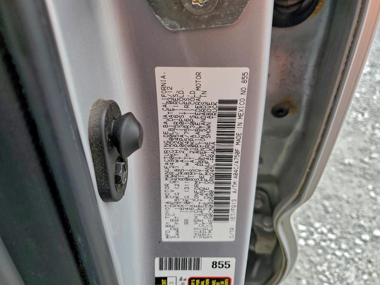 2012 Toyota Tacoma Double Cab VIN: 3TMLU4EN0CM092600 Lot: 96222105