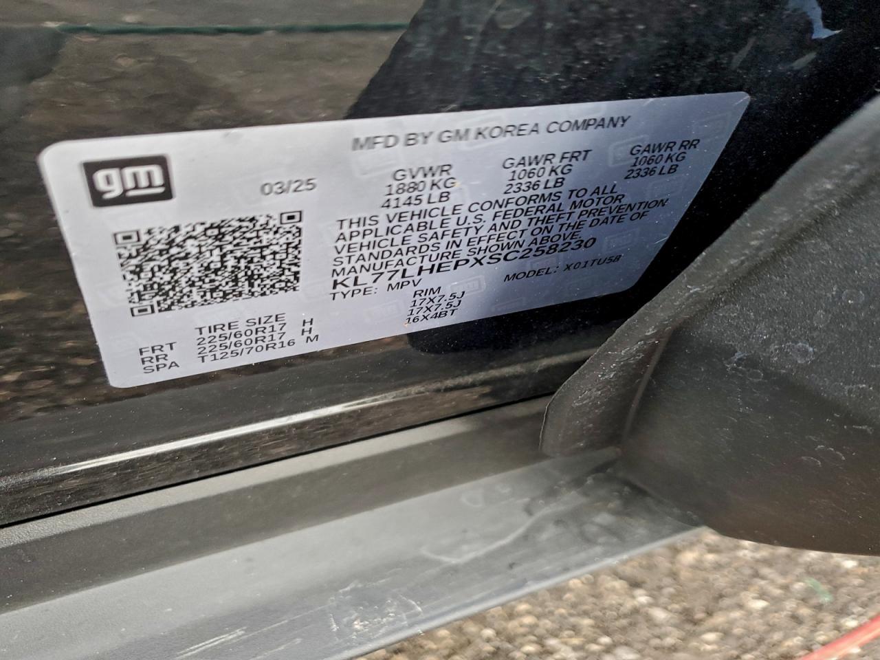 2025 Chevrolet Trax 1Lt VIN: KL77LHEPXSC258230 Lot: 96457835