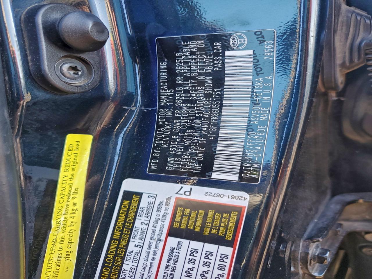 2016 Toyota Camry Le VIN: 4T1BF1FK8GU551751 Lot: 95438845