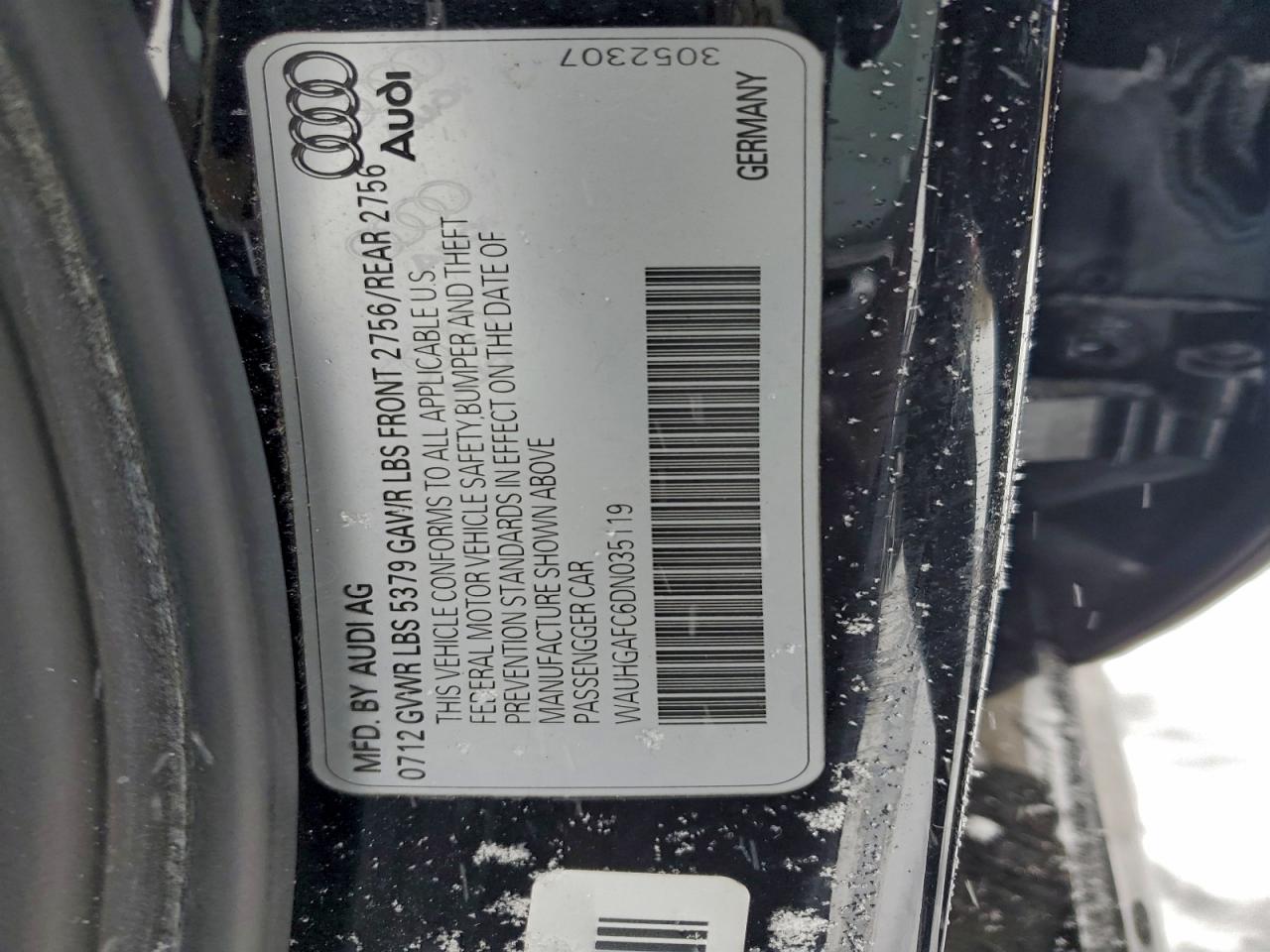 2013 Audi A6 Prestige VIN: WAUHGAFC6DN035119 Lot: 94788735