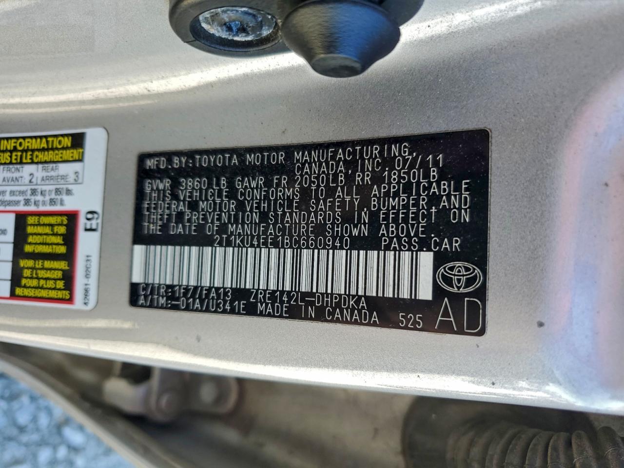 2011 Toyota Corolla Matrix VIN: 2T1KU4EE1BC660940 Lot: 95706725