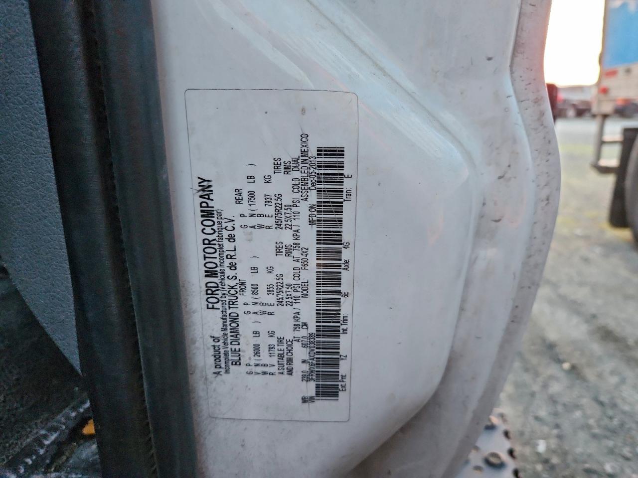 2013 Ford F650 Rollback Truck VIN: 3FRWX6FAXDV038389 Lot: 94581915