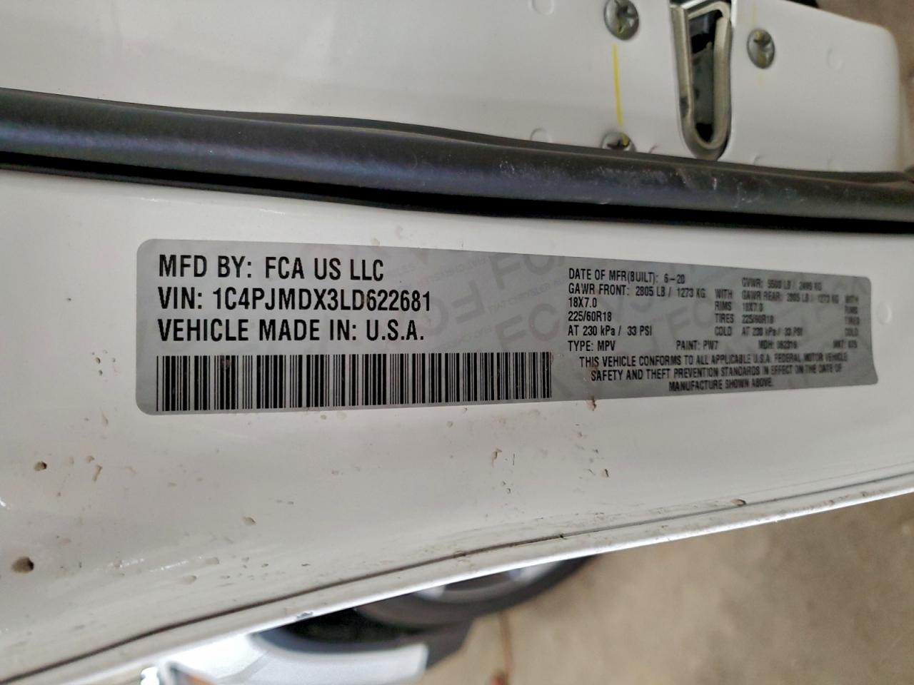 2020 Jeep Cherokee Limited VIN: 1C4PJMDX3LD622681 Lot: 94677495