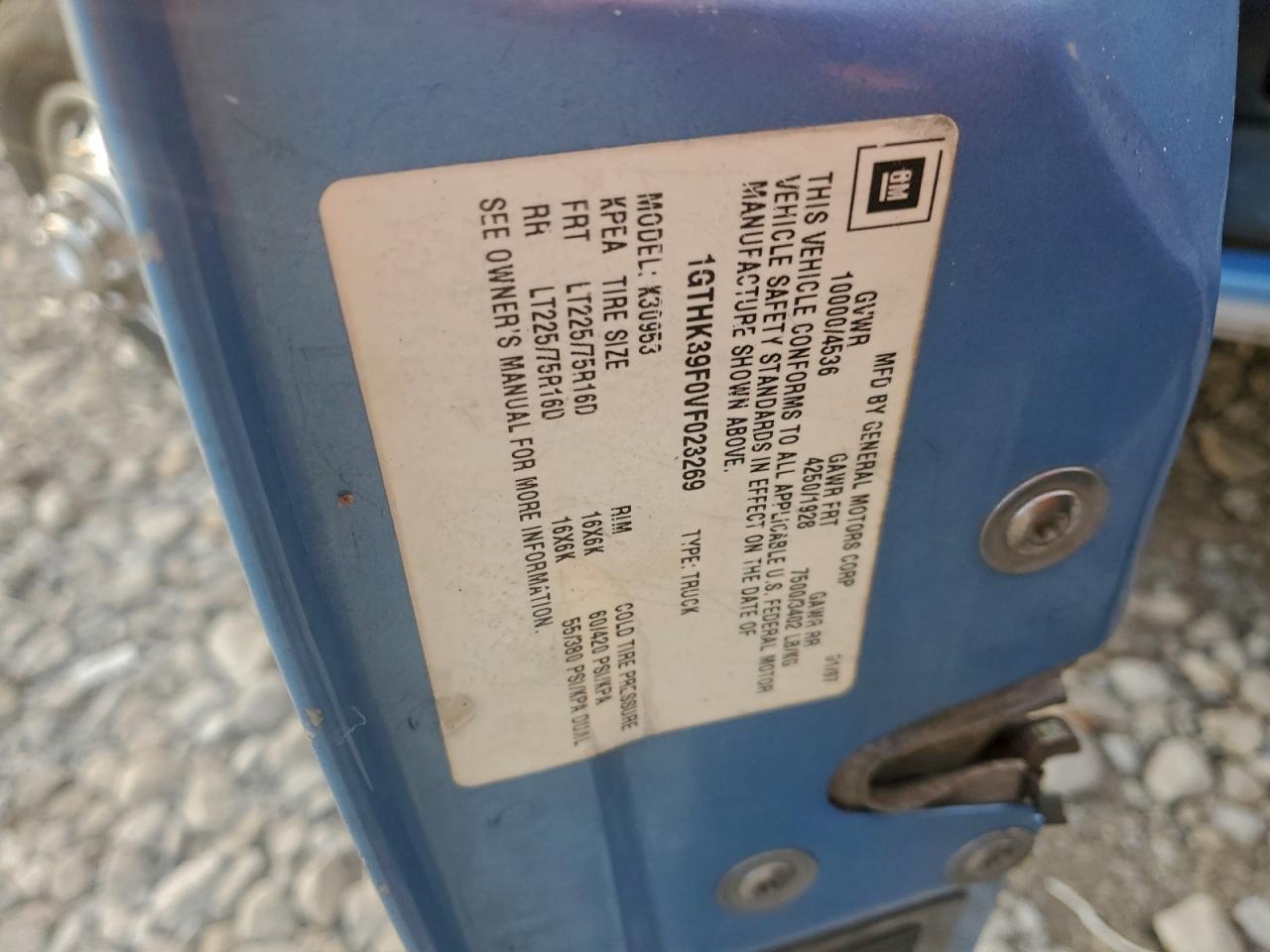 1997 GMC Sierra K3500 VIN: 1GTHK39F0VF023269 Lot: 97127915