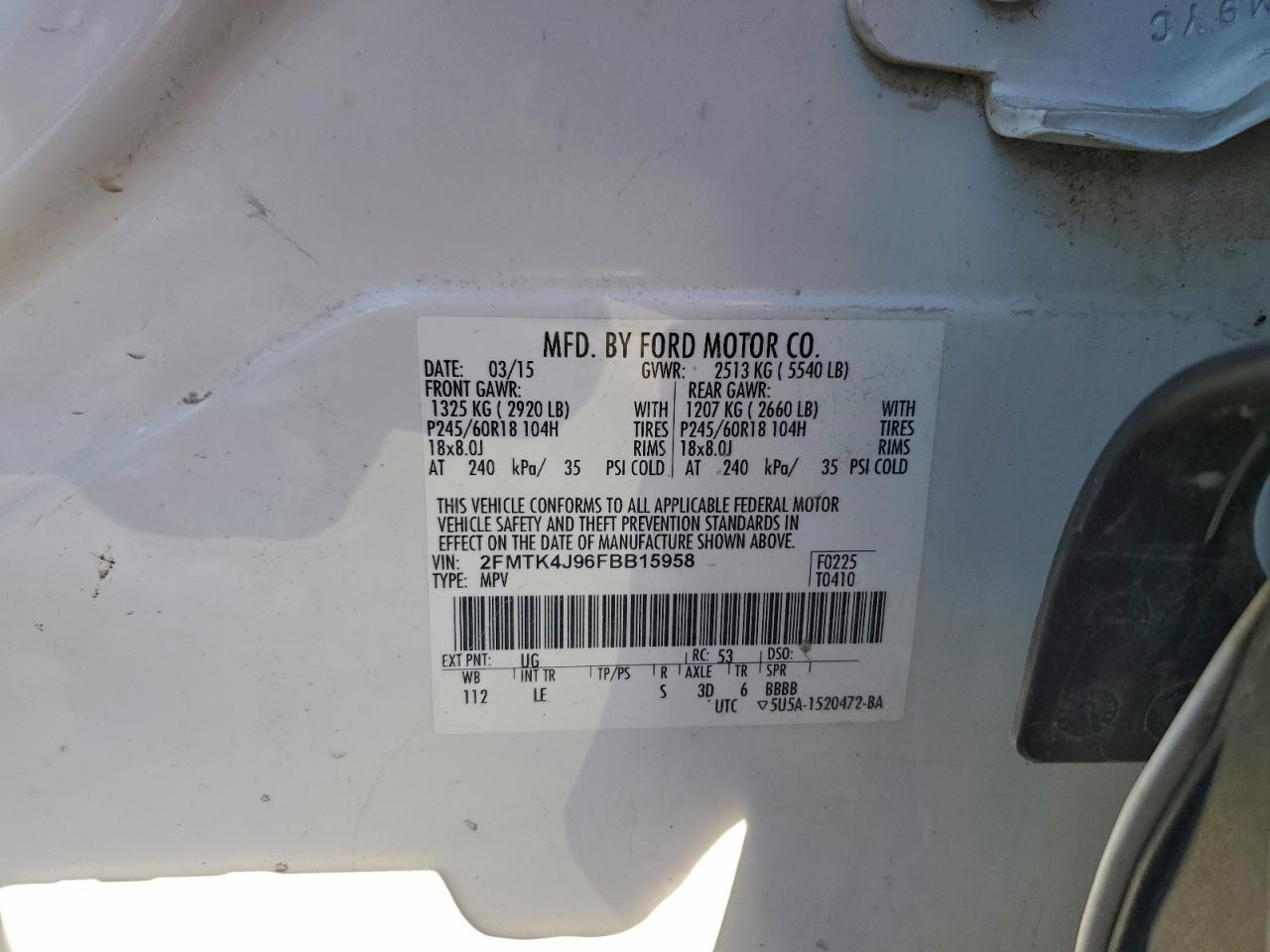 2015 Ford Edge Sel VIN: 2FMTK4J96FBB15958 Lot: 96288785