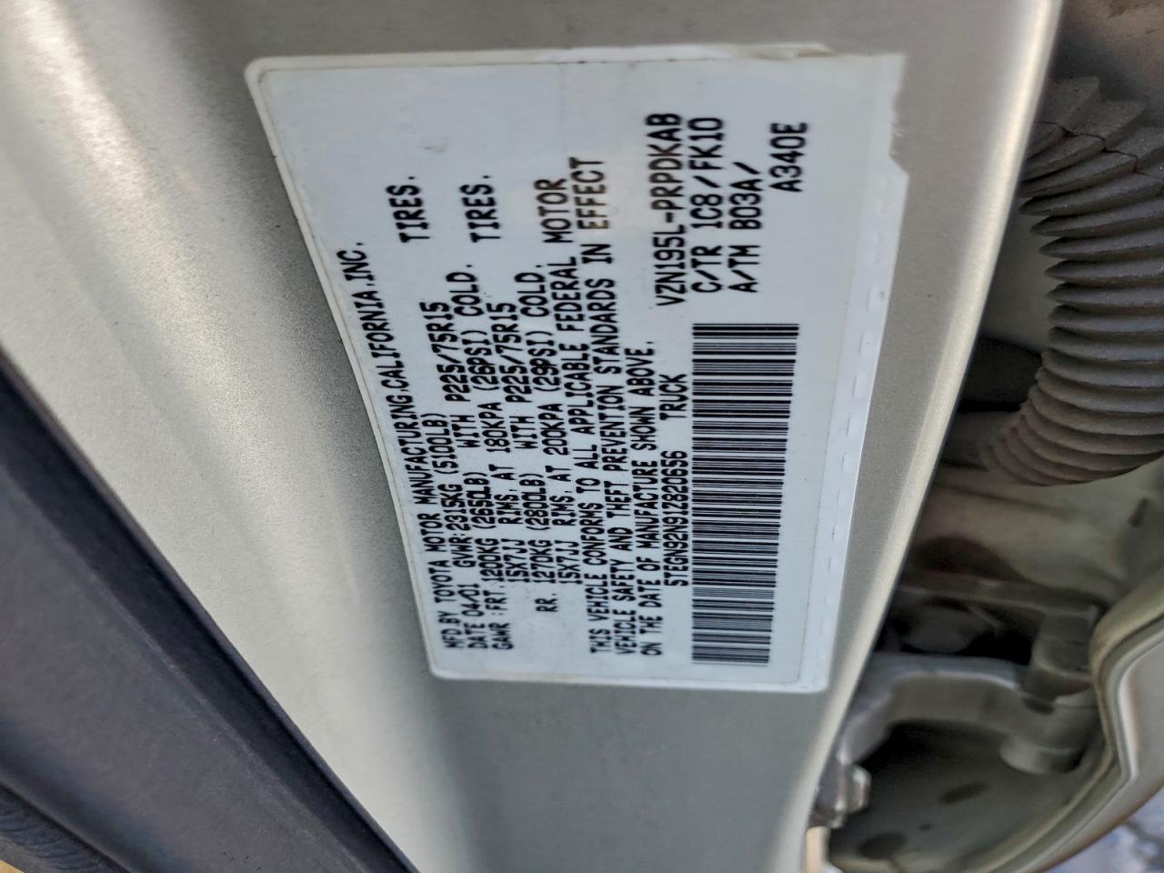 2001 Toyota Tacoma Double Cab Prerunner VIN: 5TEGN92N91Z820656 Lot: 95686205