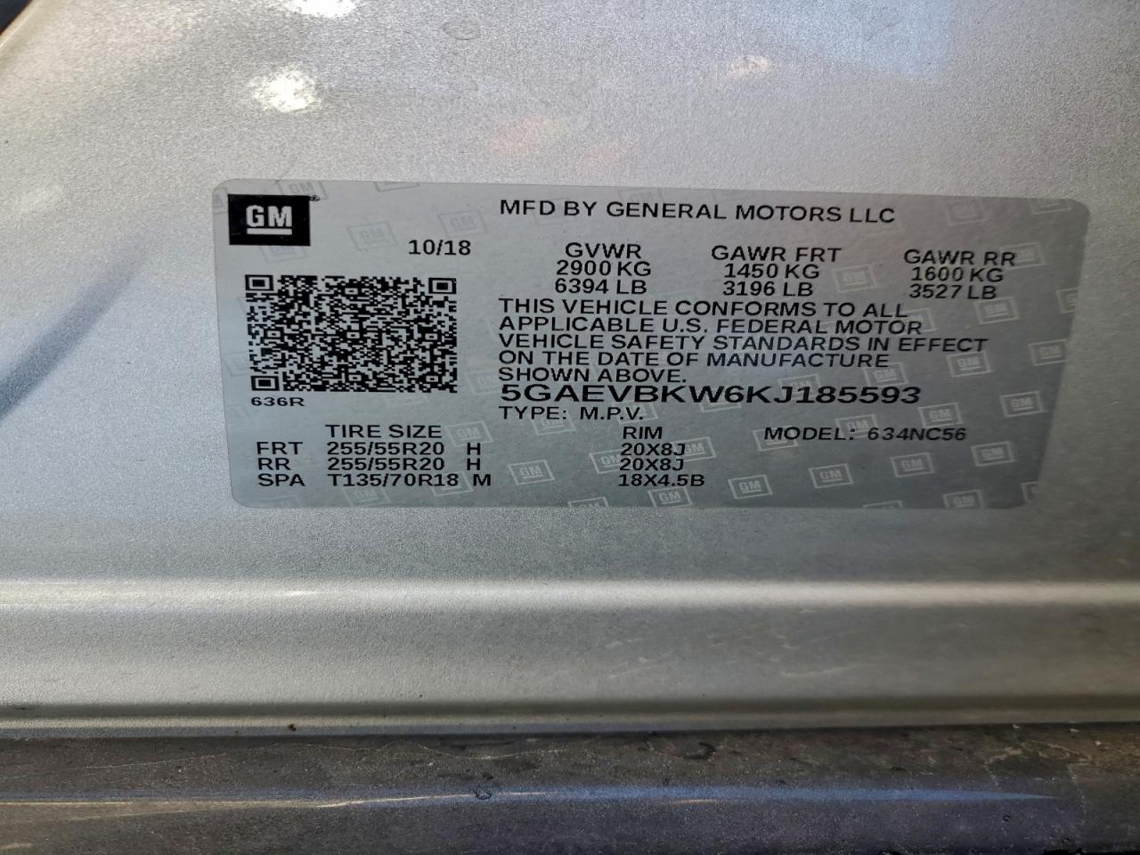 2019 Buick Enclave Premium VIN: 5GAEVBKW6KJ185593 Lot: 95184705