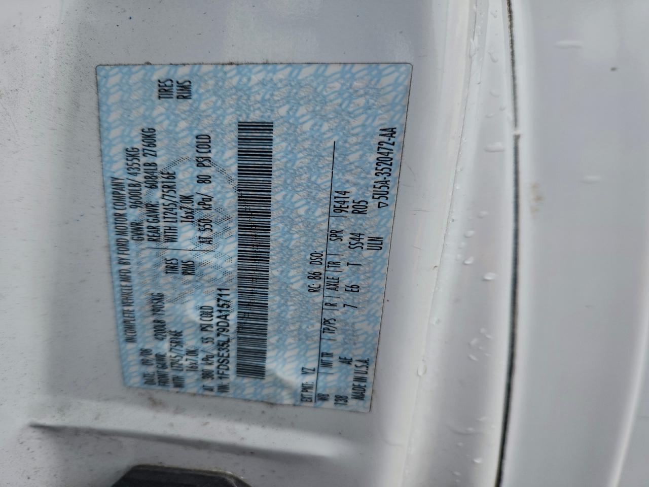 2009 Ford Econoline E350 Super Duty Cutaway Van VIN: 1FDSE35L79DA15711 Lot: 94390905