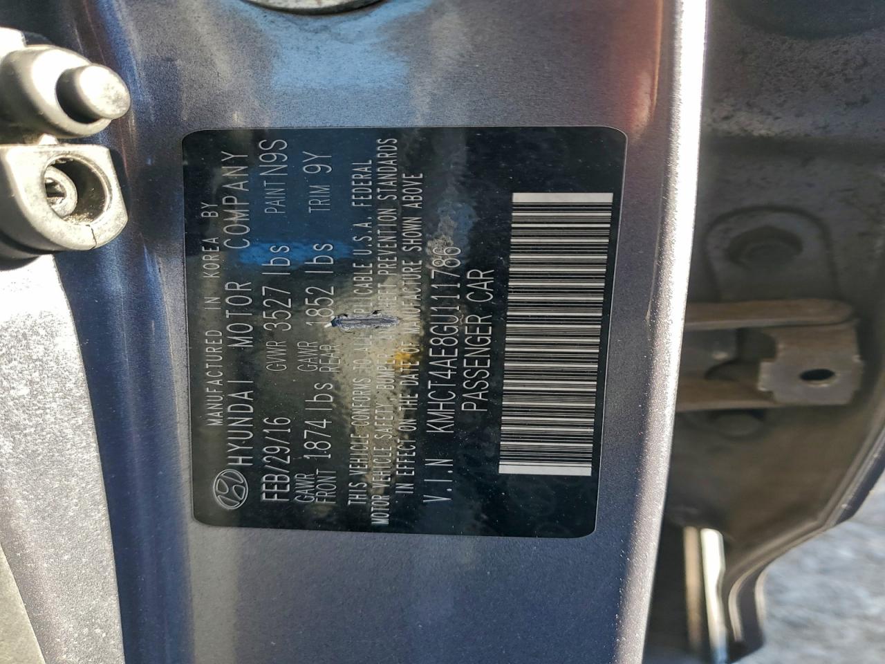 2016 Hyundai Accent Se VIN: KMHCT4AE8GU111786 Lot: 97588285