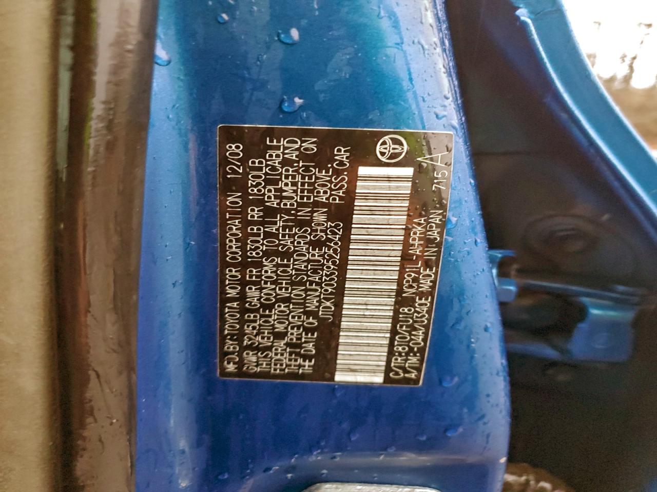 2009 Toyota Yaris VIN: JTDKT903395256423 Lot: 96679665